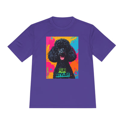 Dogtown Fur Stylist Groomer Short Sleeve Shirt (Colorful with Black Poodle)