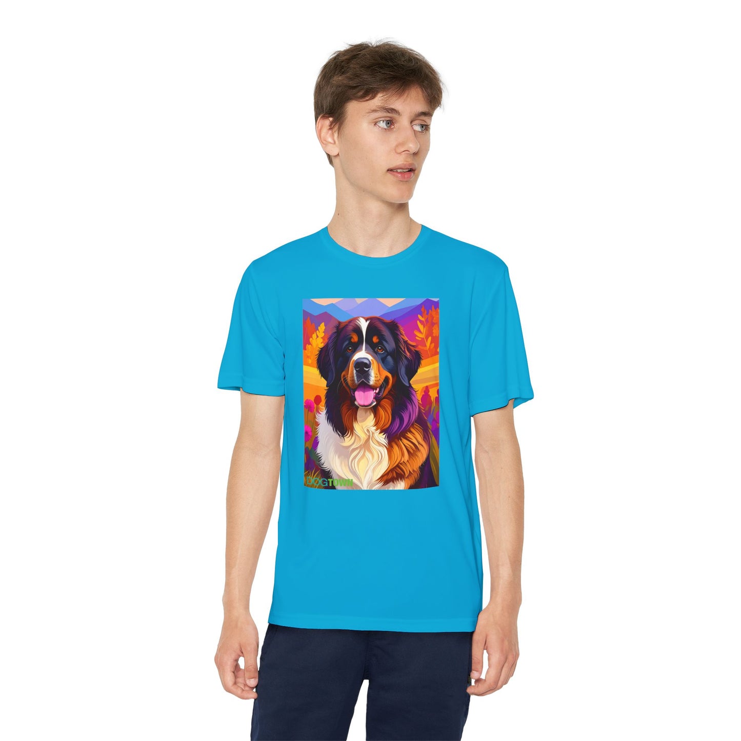 Pup Art Canvas - Kid's Sport Short Sleeve Tee (Bernese Mountain Dog)