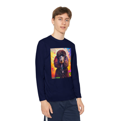 Pup Art Canvas - Kid's Sport Long Sleeve Tee (Standard Poodle)