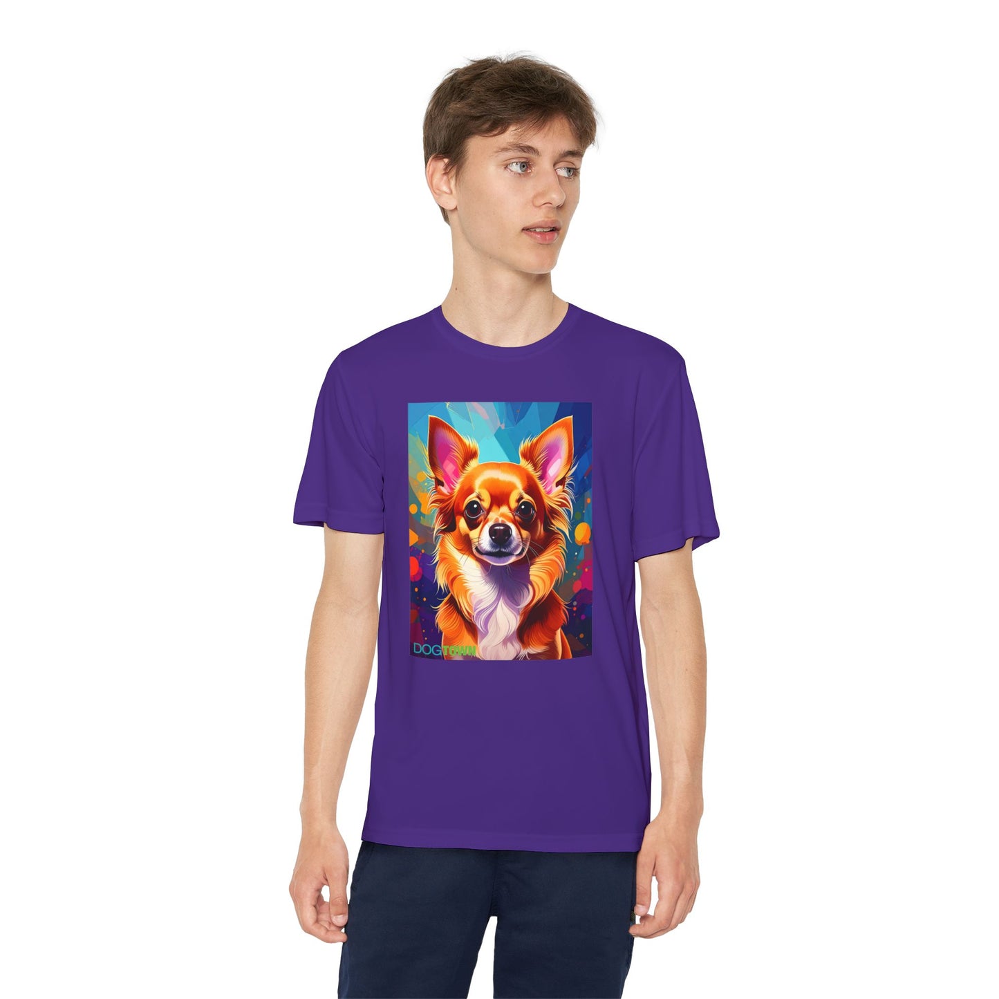 Pup Art Canvas - Kid's Sport Short Sleeve Tee (Chihuauha)
