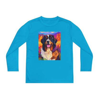 Pup Art Canvas - Kid's Sport Long Sleeve Tee (Bernese Mountain Dog)