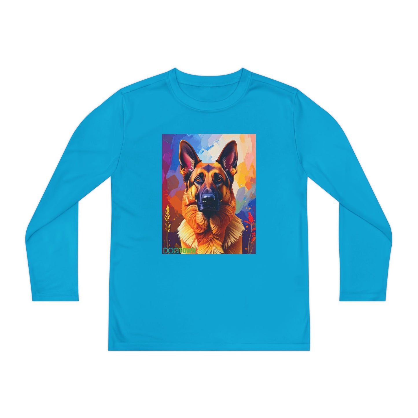 Pup Art Canvas - Kid's Sport Long Sleeve Tee  (German Shepherd)