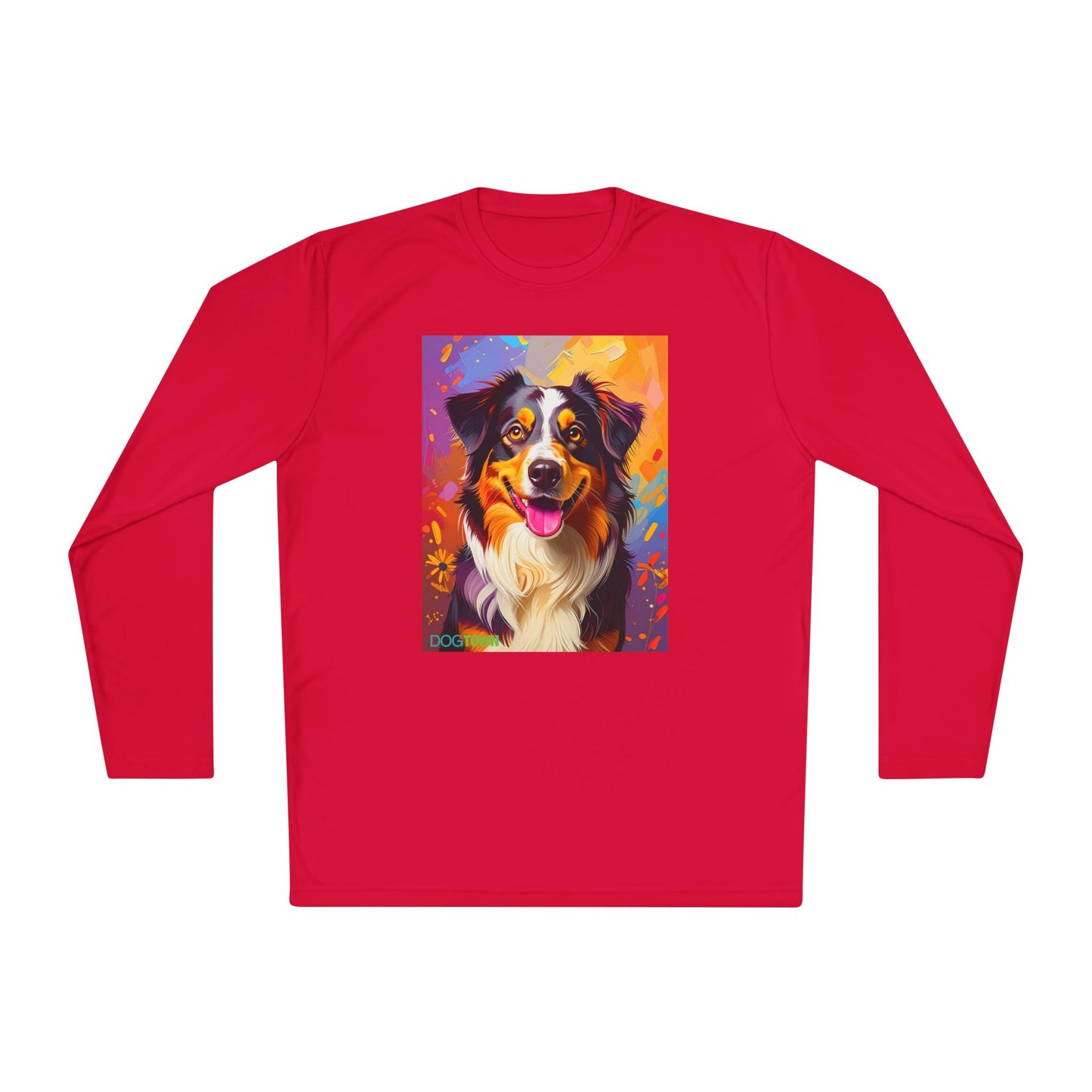 Pup Art Canvas Sport Long Sleeve Tee (Australian Shepherd)