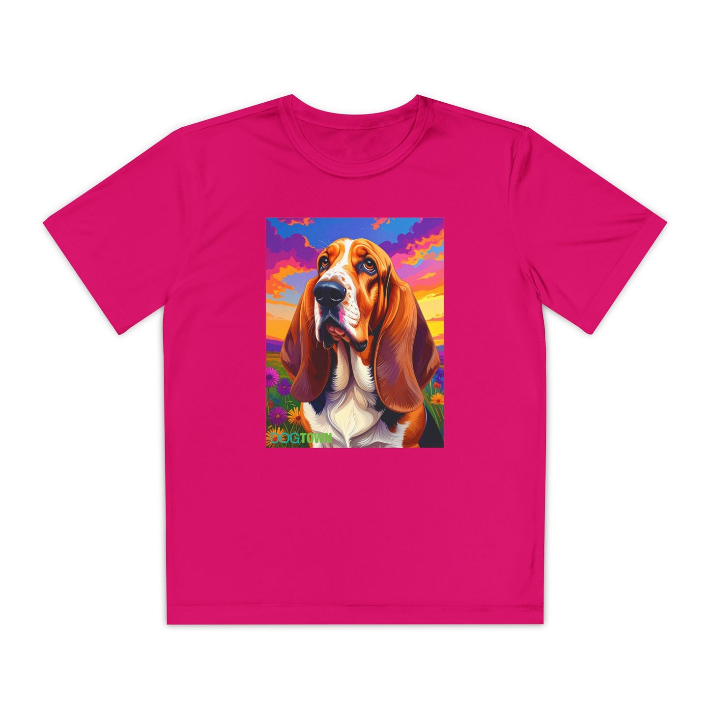 Pup Art Canvas - Kid's Sport Short Sleeve Tee (Basset Hound)