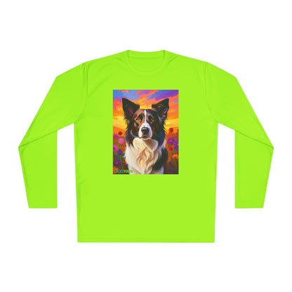 Pup Art Canvas Sport Long Sleeve Tee (Border Collie)