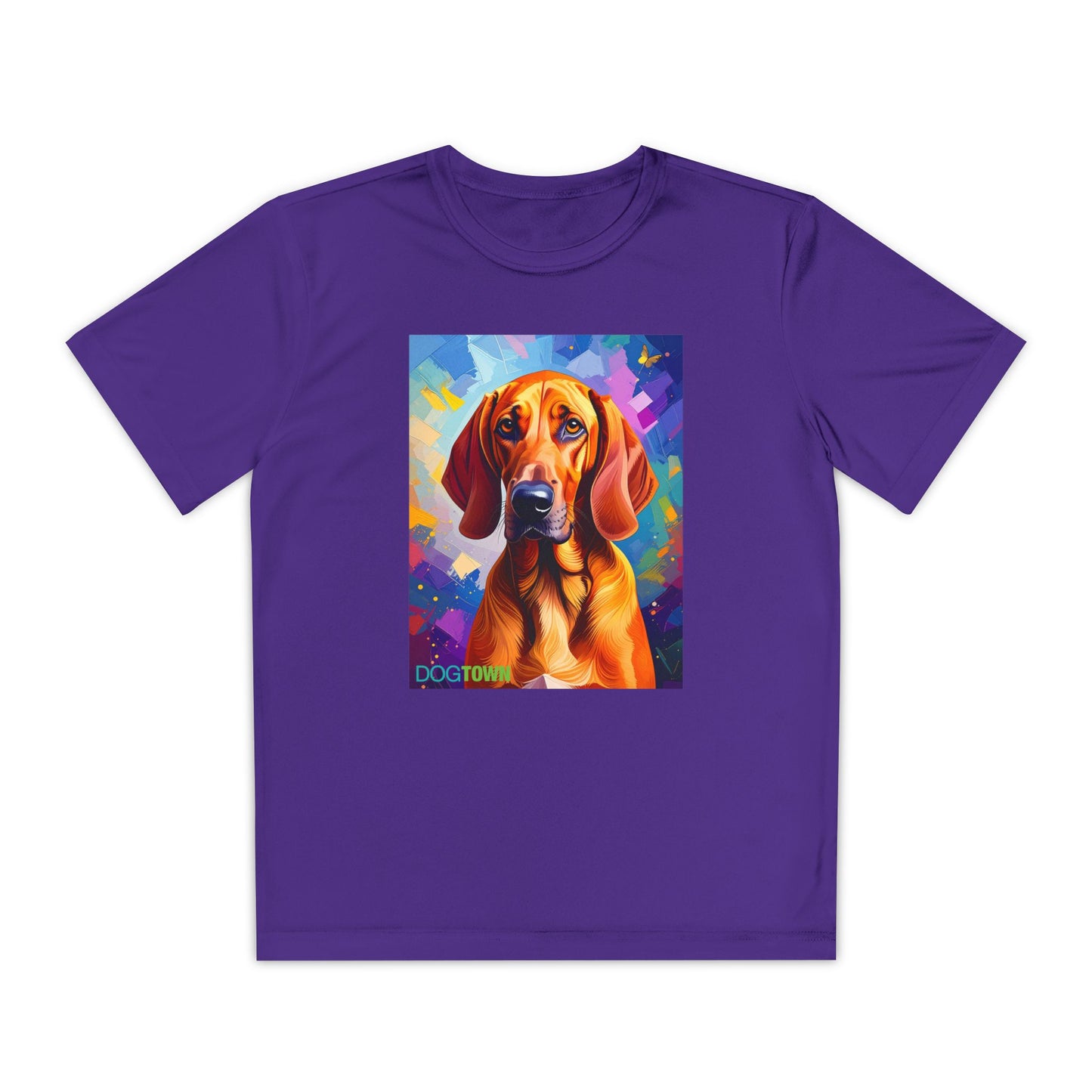 Pup Art Canvas - Kid's Sport Short Sleeve Tee (Redbone Coonhound)