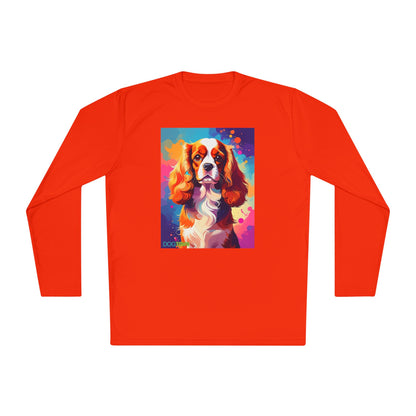 Pup Art Canvas Sport Long Sleeve Tee (Cavalier King Charles Spaniel)