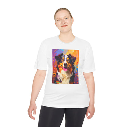 Pup Art Canvas Unisex Moisture Wicking Tee (Australian Shepherd)
