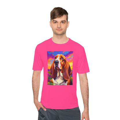 Pup Art Canvas Unisex Moisture Wicking Tee (Basset Hound)