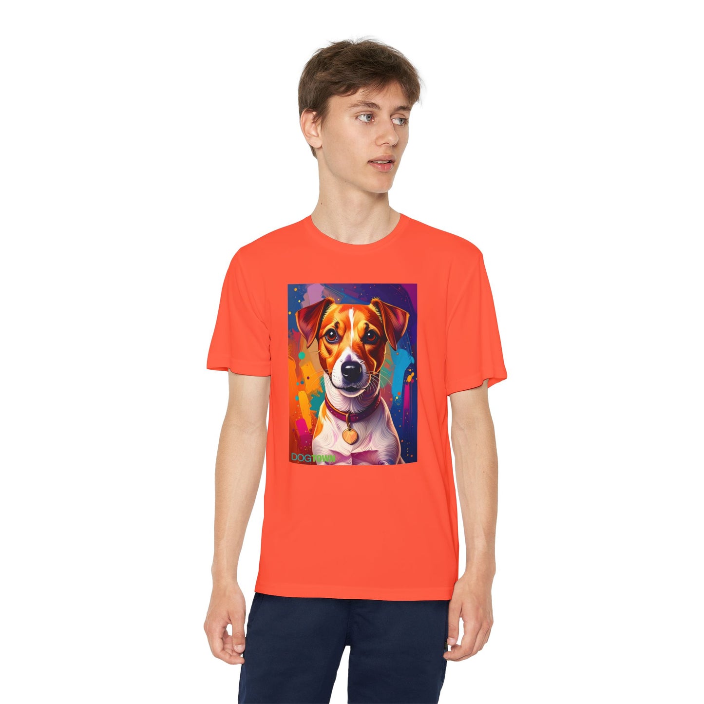 Pup Art Canvas - Kid's Sport Short Sleeve Tee (Jack Russell Terrier)