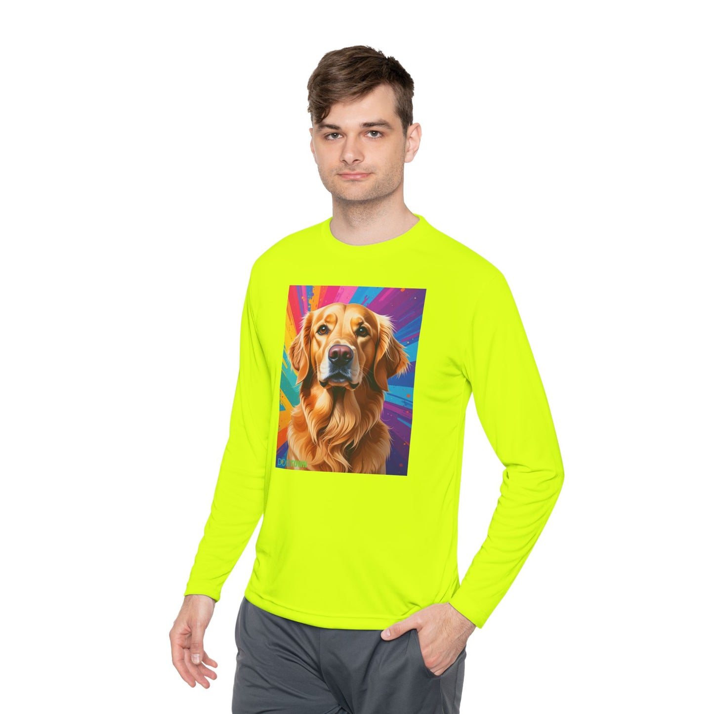 Pup Art Canvas Sport Long Sleeve Tee (Golden Retriever)