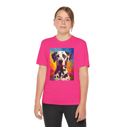 Pup Art Canvas - Kid's Sport Short Sleeve Tee (Dalmatian)