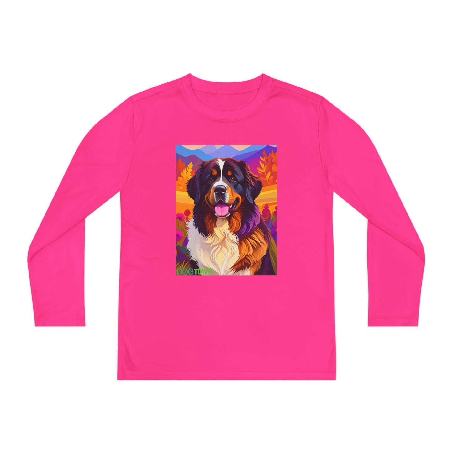 Pup Art Canvas - Kid's Sport Long Sleeve Tee (Bernese Mountain Dog)