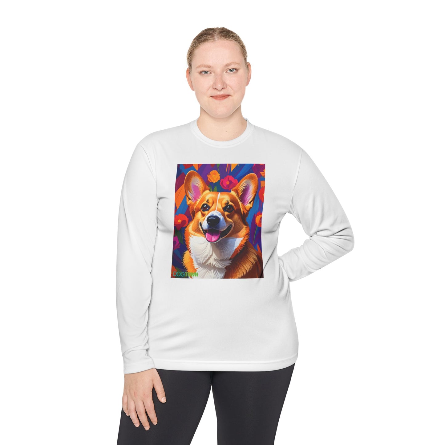 Pup Art Canvas Sport Long Sleeve Tee (Corgi)