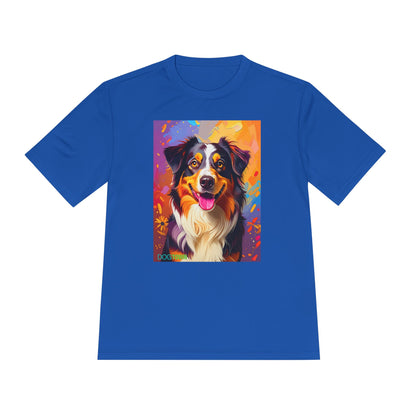 Pup Art Canvas Unisex Moisture Wicking Tee (Australian Shepherd)
