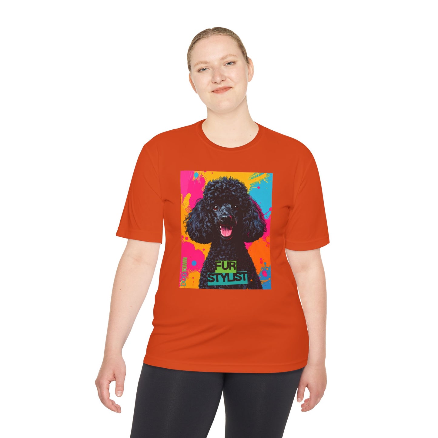 Dogtown Fur Stylist Groomer Short Sleeve Shirt (Colorful with Black Poodle)