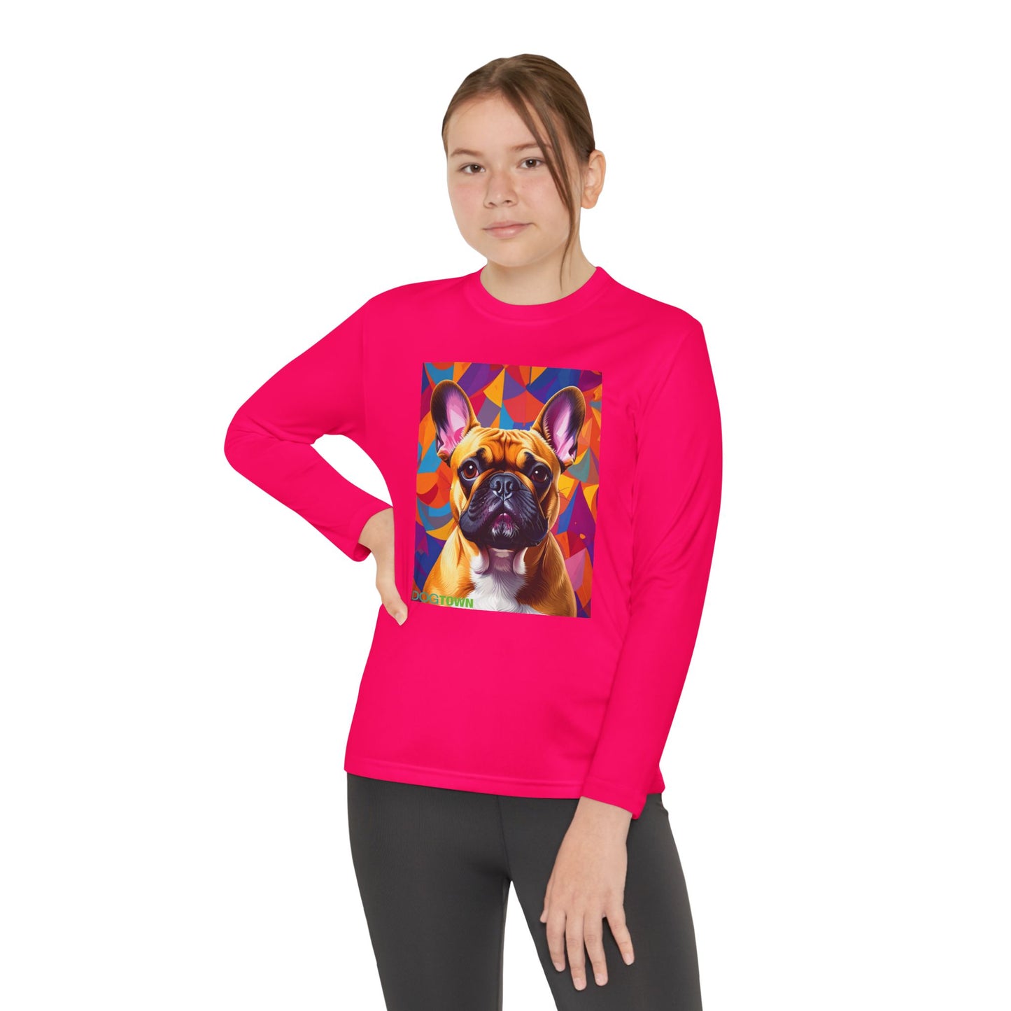 Pup Art Canvas - Kid's Sport Long Sleeve Tee (French Bulldog)