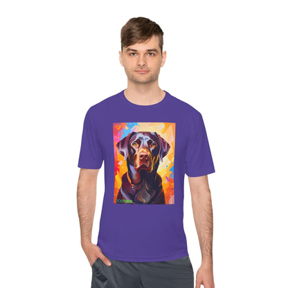 Pup Art Canvas Unisex Moisture Wicking Tee (Chocolate Lab)