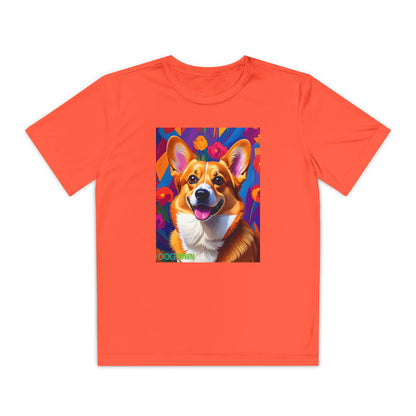 Pup Art Canvas - Kid's Sport Short Sleeve Tee (Corgi)