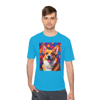 Pup Art Canvas Unisex Moisture Wicking Tee (Corgi)