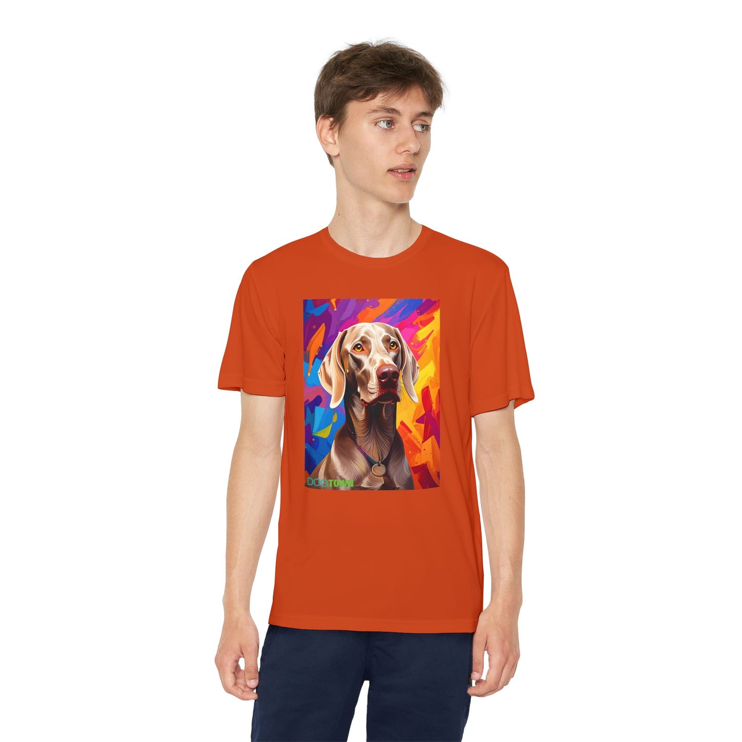 Pup Art Canvas - Kid's Sport Short Sleeve Tee (Weimaraner)