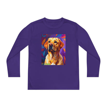 Pup Art Canvas - Kid's Sport Long Sleeve Tee (Yellow Lab)
