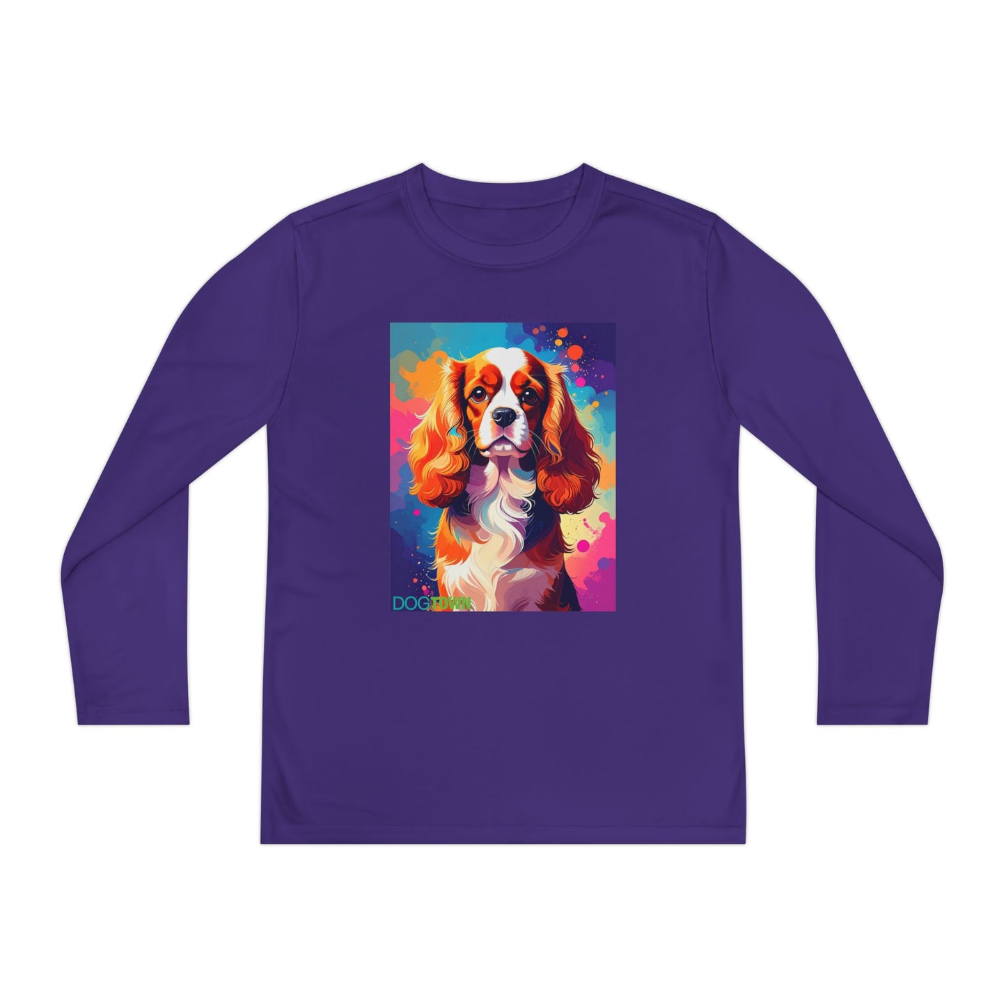 Pup Art Canvas - Kid's Sport Long Sleeve Tee (Cavalier King Charles Spaniel)