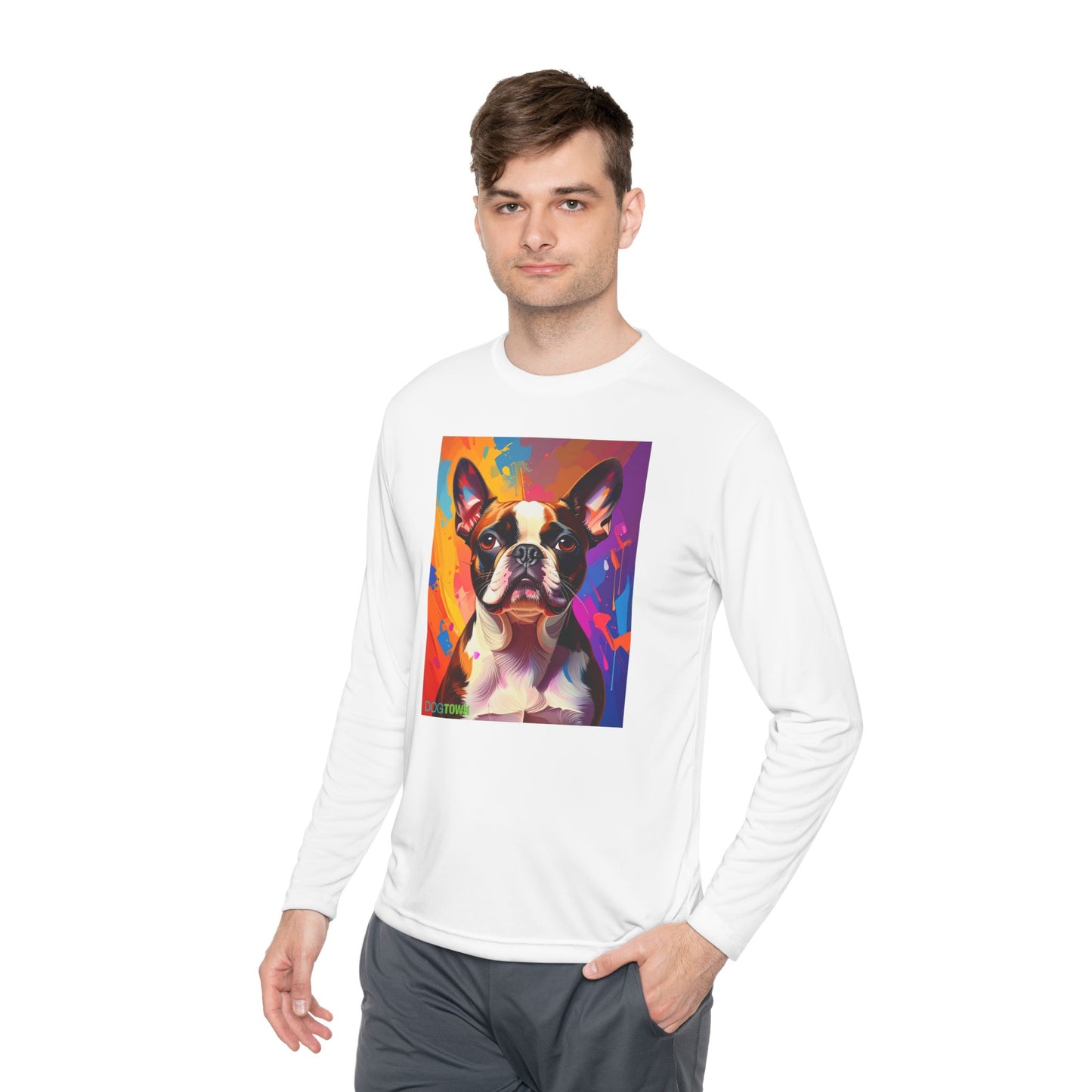 Pup Art Canvas Sport Long Sleeve Tee (Boston Terrier)