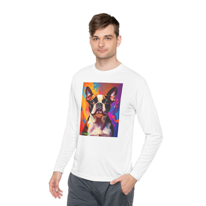Pup Art Canvas Sport Long Sleeve Tee (Boston Terrier)