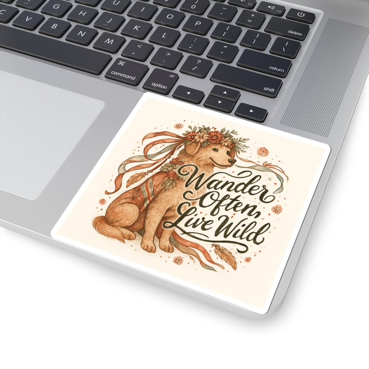 Dogtown Boho Revival "Wander Often, Live Wild" Kiss-Cut Stickers (Golden Retriever)