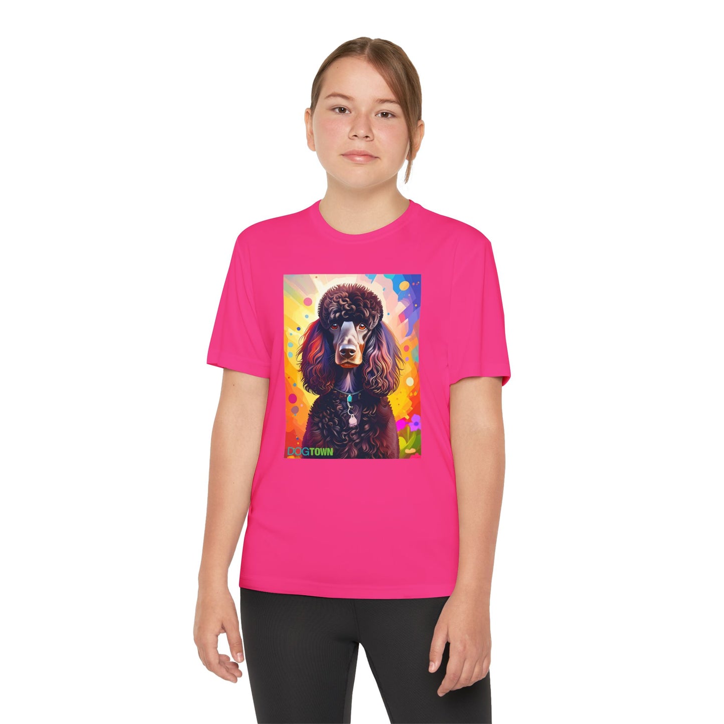 Pup Art Canvas - Kid's Sport Short Sleeve Tee (Standard Poodle)