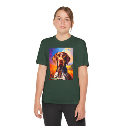 Pup Art Canvas - Kid's Sport Short Sleeve Tee (German Shorthaired Pointer)