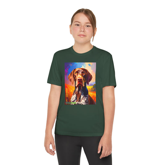 Pup Art Canvas - Kid's Sport Short Sleeve Tee (German Shorthaired Pointer)