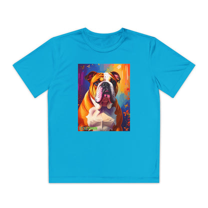 Pup Art Canvas - Kid's Sport Short Sleeve Tee (English Bulldog)