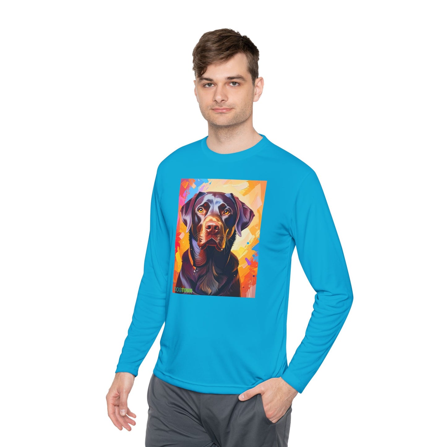 Pup Art Canvas Sport Long Sleeve Tee (Chocolate Lab)