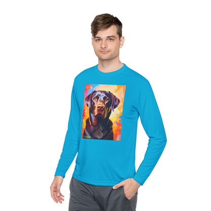 Pup Art Canvas Sport Long Sleeve Tee (Chocolate Lab)