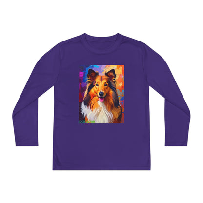 Pup Art Canvas - Kid's Sport Long Sleeve Tee (Sheltie - Shetland Sheepdog)