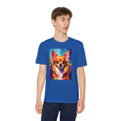 Pup Art Canvas - Kid's Sport Short Sleeve Tee (Chihuauha)