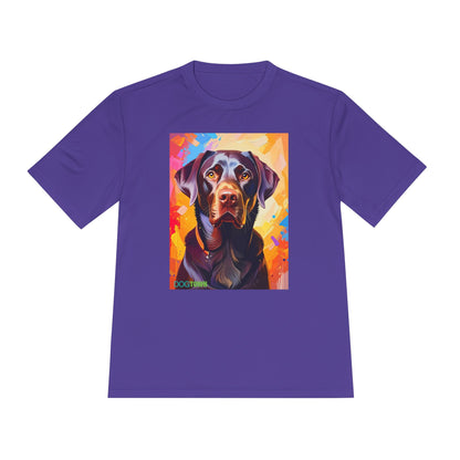 Pup Art Canvas Unisex Moisture Wicking Tee (Chocolate Lab)