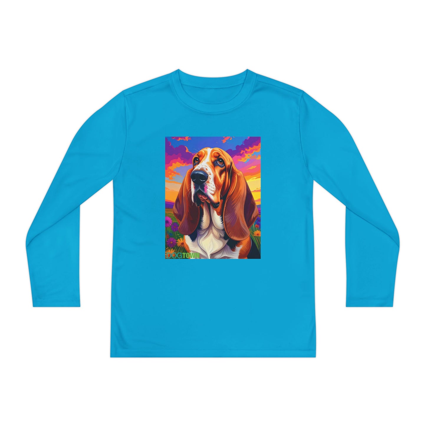 Pup Art Canvas - Kid's Sport Long Sleeve Tee (Basset Hound)