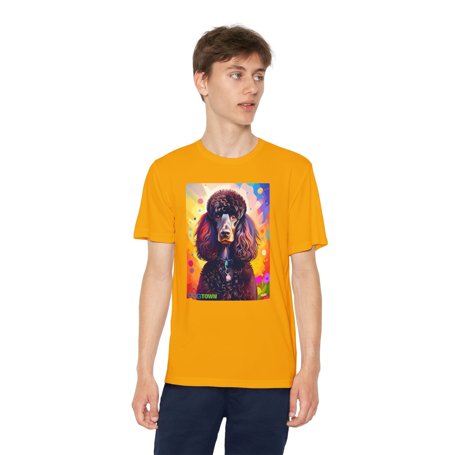 Pup Art Canvas - Kid's Sport Short Sleeve Tee (Standard Poodle)