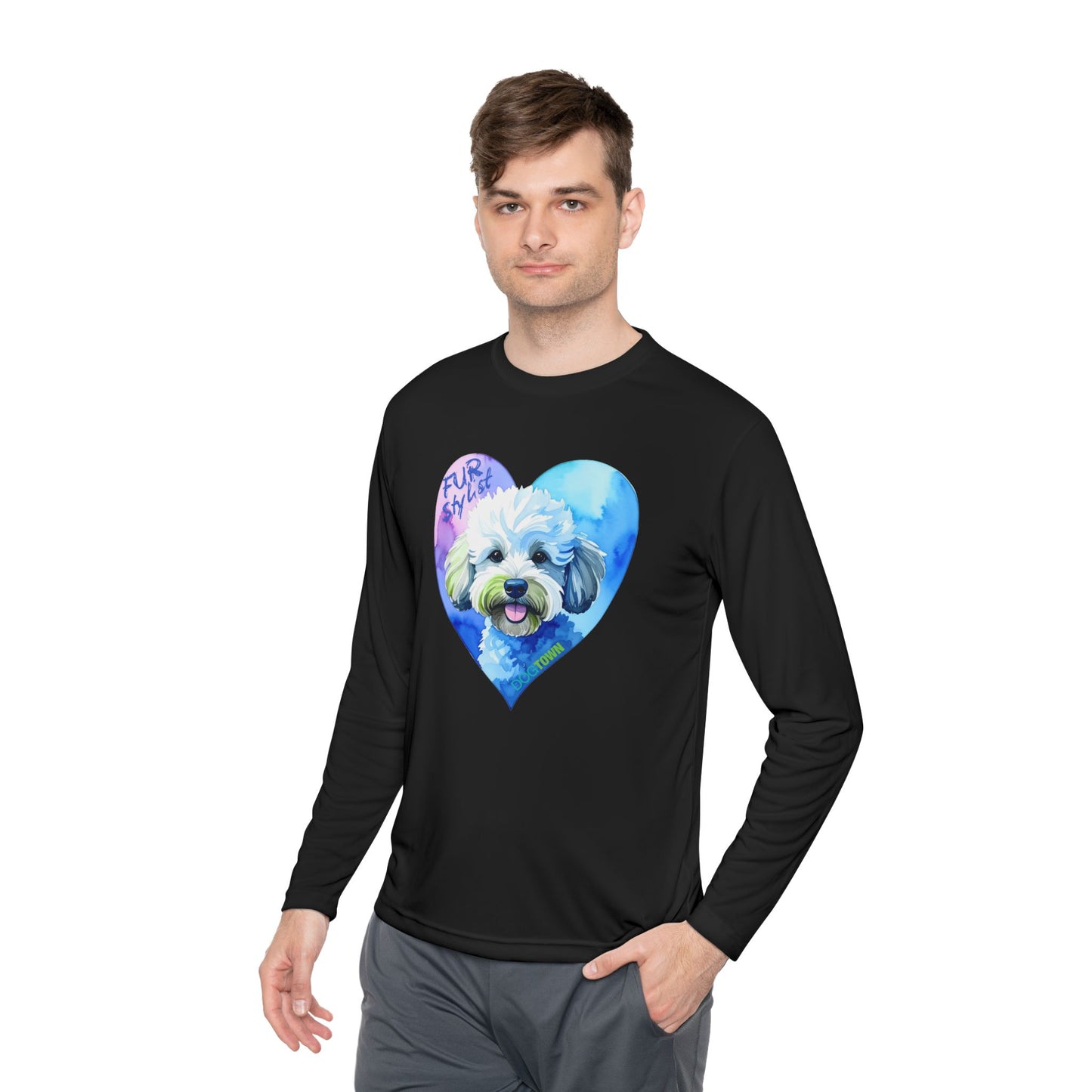 Dogtown Fur Stylist Groomer Long Sleeve Shirt (Doodle with Heart)