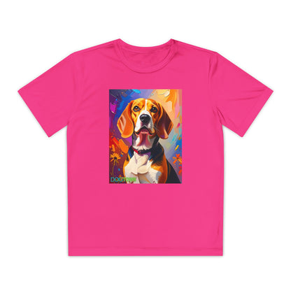Pup Art Canvas - Kid's Sport Short Sleeve Tee (Beagle)