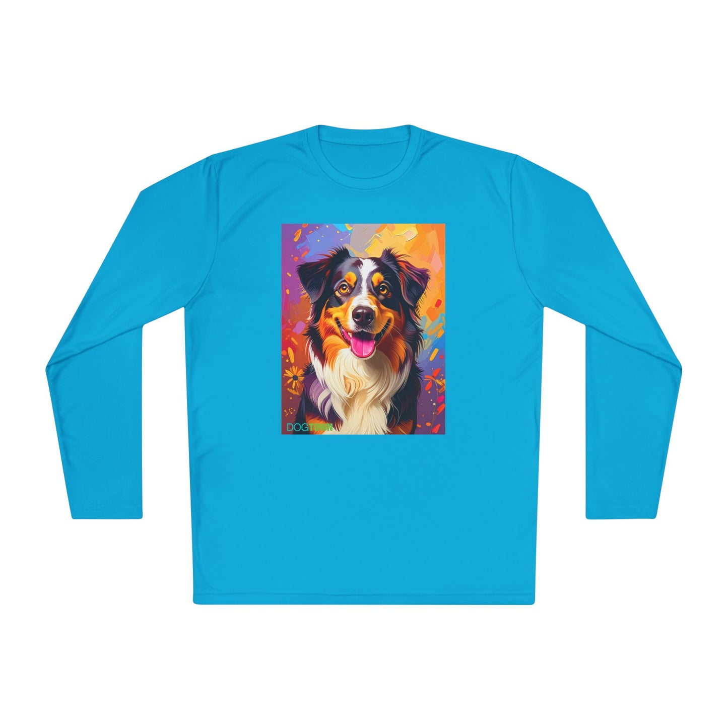 Pup Art Canvas Sport Long Sleeve Tee (Australian Shepherd)
