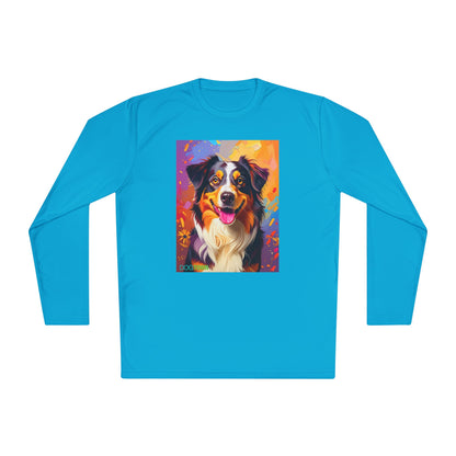 Pup Art Canvas Sport Long Sleeve Tee (Australian Shepherd)