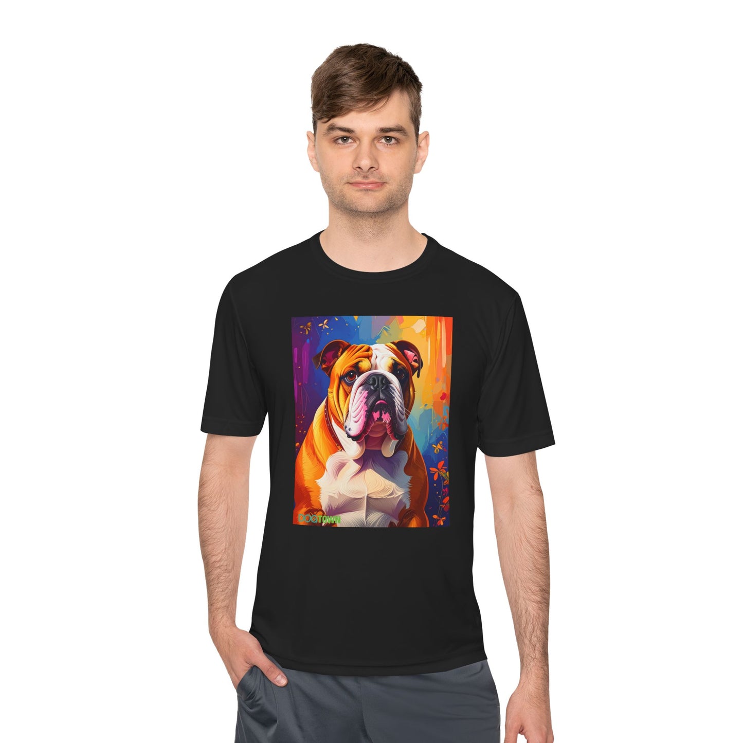 Pup Art Canvas Unisex Moisture Wicking Tee (English Bulldog)