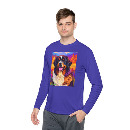 Pup Art Canvas Sport Long Sleeve Tee (Bernese Mountain Dog)