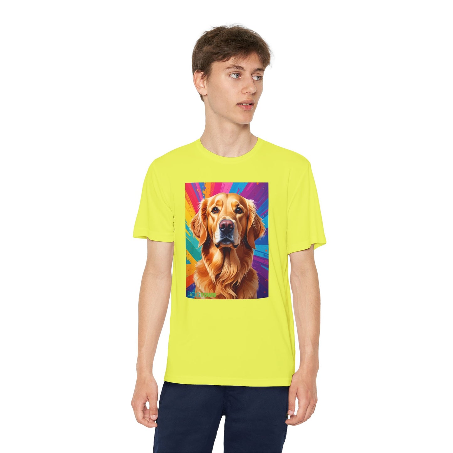 Pup Art Canvas - Kid's Sport Short Sleeve Tee (Golden Retriever)