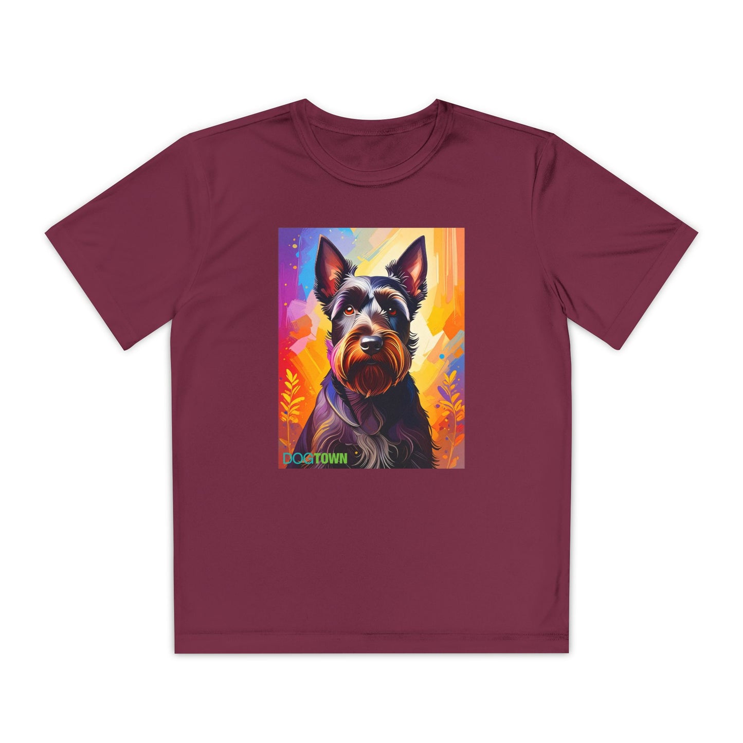 Pup Art Canvas - Kid's Sport Short Sleeve Tee (Scottish Terrier)