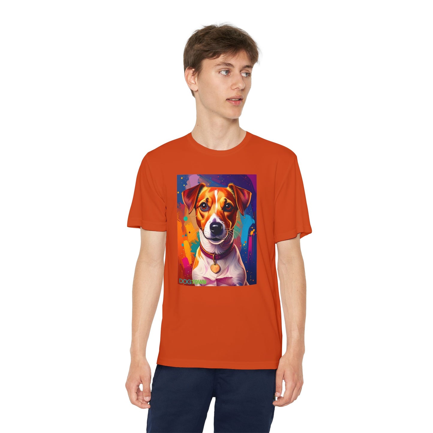 Pup Art Canvas - Kid's Sport Short Sleeve Tee (Jack Russell Terrier)